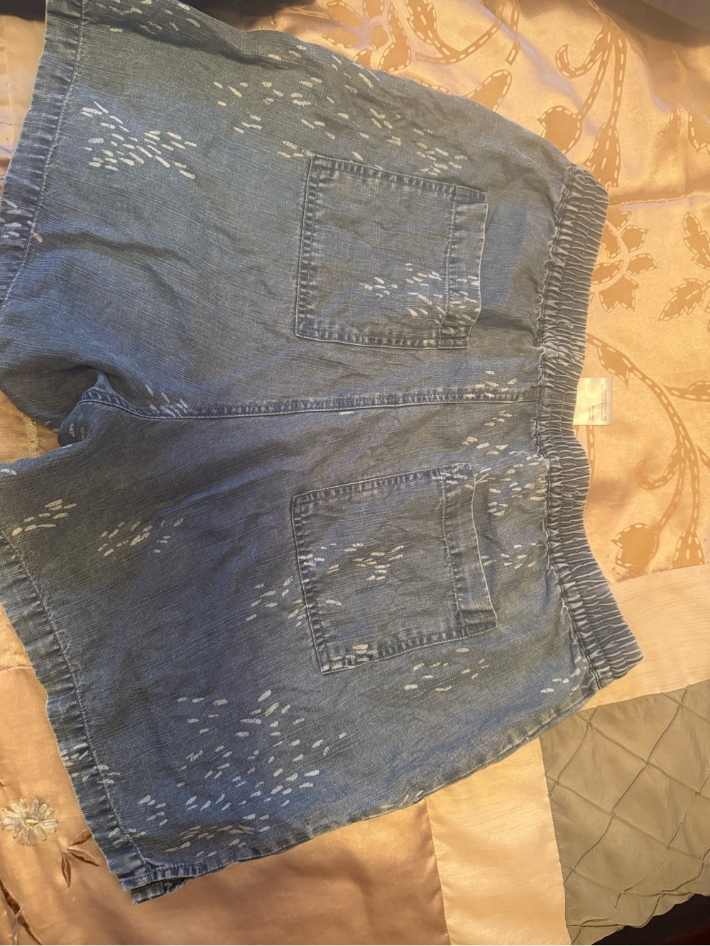 Tribal Blue Denim Relaxed Women’s Shorts with Bleach Detail